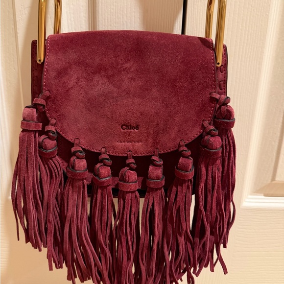 Vintage Burgundy Suede Fringe Bag - Picture 7 of 16
